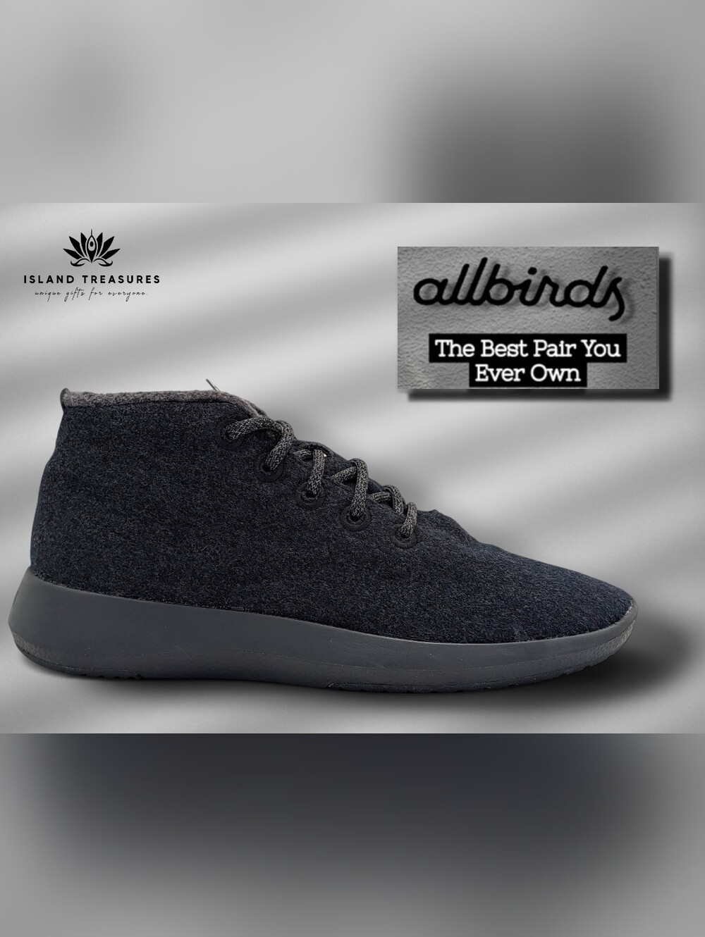 Allbirds Sz 10 Mens Wool Runner-up Mizzle High Top Sneaker Black Water Repellent